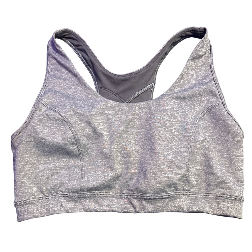 Tek Gear Gray Heather Medium Support Racerback Sports Bra Workout XL